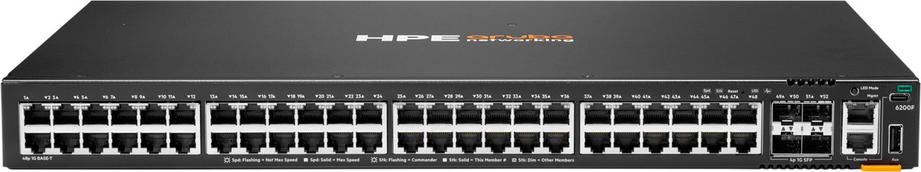 Switch HPE Aruba Networking CX 6200F 48G 4SFP Switch - Switch - max. Stapelentfernung 10 km - L3 - managed - 48 x 10/100/1000 + 4 x 100/1000 SFP - Przód i bok do tyłu - do montażu w racku S0M83A#ABB