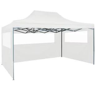 vidaXL Rozkładany namiot imprezowy z 3 ściankami, 3 x 4,5 m, biały 48871 - Pawilony ogrodowe - miniaturka - grafika 1