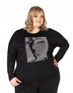 Bluzki damskie - Duża Bluzka Damska Koszulka Długi Rękaw 2103-01 - miniaturka - grafika 1