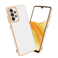 Etui i futerały do telefonów - Pokrowiec Do Samsung Galaxy A33 5G Etui w Glossy Biały - Złoto TPU Silikonowe Obudowa Case Cover Cadorabo - miniaturka - grafika 1