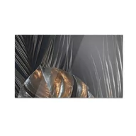 Deski do krojenia - Szklana deska do krojenia HOMEPRINT Złote liście na czarnym tle 60x52 cm - miniaturka - grafika 1