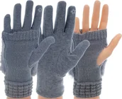 Rękawiczki - ZIMOWE RĘKAWICZKI damskie OCIEPLANE CIEPŁE mitenki 3w1 DO TELEFONU - miniaturka - grafika 1