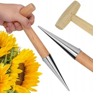 Grabie i motyki - Pikownik Do Sadzenia Roślin Cebulek Szpikulec Ogrodowy Drewniany Miarka - miniaturka - grafika 1