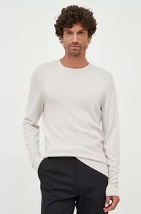 Calvin Klein sweter wełniany męski kolor beżowy lekki - Swetry męskie - miniaturka - grafika 1