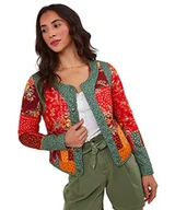 Kurtki damskie - Joe Browns Damska kurtka przejściowa, kontrastowy kwiatowy nadruk, pikowana, przycięta, wielokolorowa, 12, multi, 38 - miniaturka - grafika 1