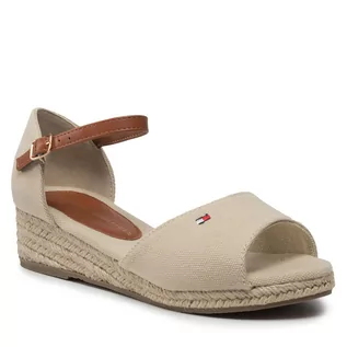 Espadryle damskie - Tommy Hilfiger Espadryle Rope Wedge Sandal T3A7-32185-0048 S Beige 500 - grafika 1