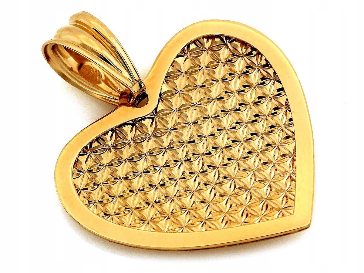 Zawieszka złota serce 585 możliwy grawer diamentowane serce na prezent 14kt