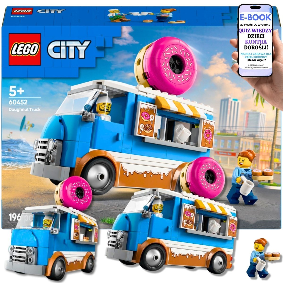 Zestaw LEGO® Mobilna Pączkarnia Food truck z minifigurkami i pysznościami (60452) LEGO DLA CÓRKI SYNA DZIECKA + EBOOK-2