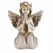 Lampiony i znicze - ZNICZ ANIOŁ STRÓŻ klęczący świecąca korona do ogrodu lub na grób 18 CM - miniaturka - grafika 1