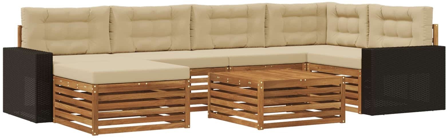 vidaXL Zestaw sof na zewnątrz z poduszką 7 pcs Naturalny i Beżowy
