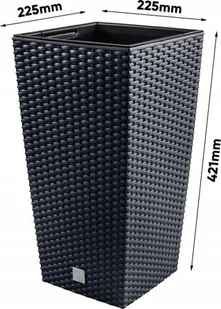 Prosperplast Doniczka RATO wysoka DRTS170 z wkładem Antracyt - Donice - miniaturka - grafika 1