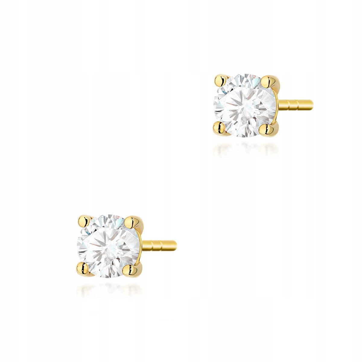 Złote kolczyki 585 Diament 2 x 0.30ct wkrętki prezent na walentynki 1.1g