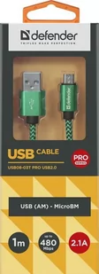 Defender Kabel USB Defender AM-micro BM 1m 2,1A zielony - Kable komputerowe i do monitorów - miniaturka - grafika 1