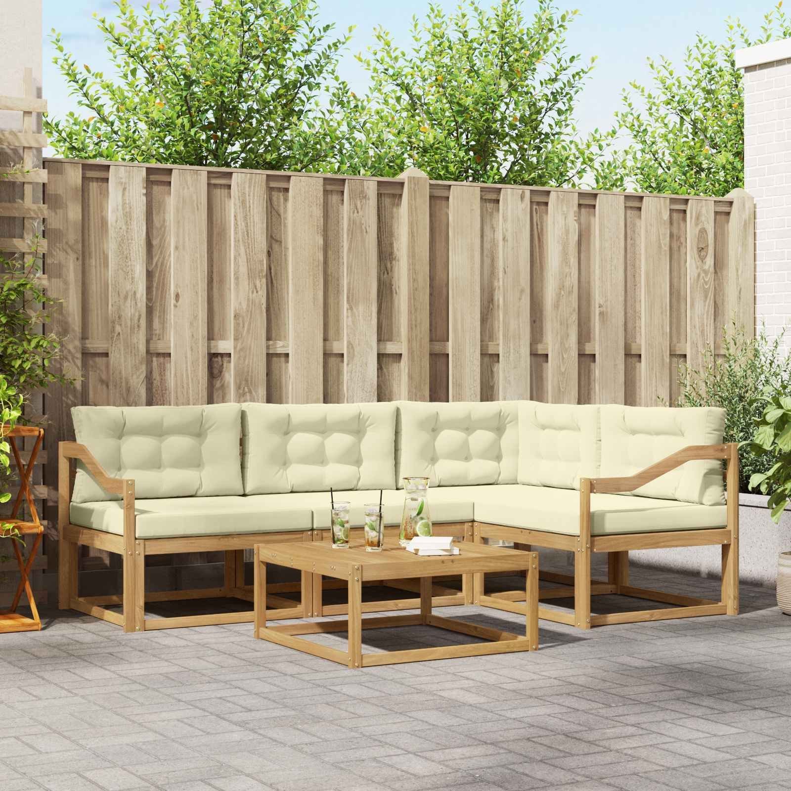 vidaXL Zestaw sof na zewnątrz 5 pcs Biały i kremowy 79 x 79 x 37 cm