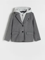 Kurtki i płaszcze dla dziewczynek - Reserved - Płaszcz z imitacją bluzy - ciemnoszary - miniaturka - grafika 1
