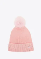 Czapki damskie - Czapka damska zimowa z cyrkoniami różowa - miniaturka - grafika 1