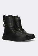 Botki damskie - Geox Czarne Dziewczęce Botki Za Kostkę Czarne 32 Ż5F - miniaturka - grafika 1