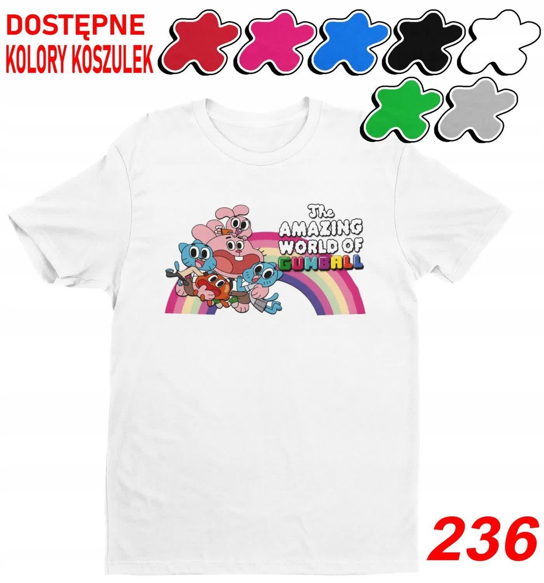 Dziecięca Koszulka T-Shirt Z Nadruk.Wybór Gumball Darwin Postacie-M 134-140