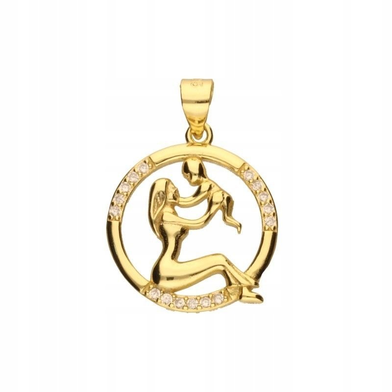 Piękna Zawieszka Ażurowa Srebro 925 Pozłacane Cyrkonie Śr. 18mm 2.56g