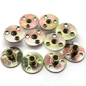 Śruby i nakrętki - 10 szt. M10 3-otworowa nakrętka kołnierzowa do spawania, nakrętka T kołnierzowa 3-otworowa ocynkowana żelazna okrągła podstawa w kształcie litery T do - miniaturka - grafika 1