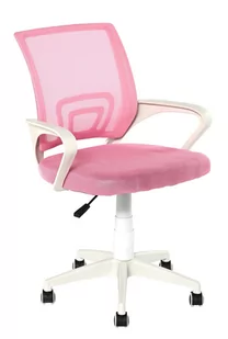 Fotel biurowy, krzesło biurowe Fotel biurowy obrotowy różowy mikrowłókno podstawa biała - Fotele i krzesła biurowe - miniaturka - grafika 1