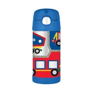 Kubki termiczne - Thermos Kubek dla dzieci ze słomką FUNtainer 355 ml (stalowy/niebieski) pojazdy 12001G - miniaturka - grafika 1
