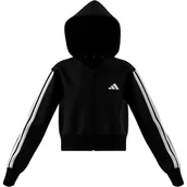 Bluzy damskie - adidas Damska bluza z kapturem ESSENTIALS na zamek błyskawiczny 7-8 lat czarna/biała - miniaturka - grafika 1