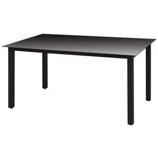 vidaXL Stół ogrodowy, szkło, aluminium, 150 x 90 74 cm, czarny - Stoły ogrodowe - miniaturka - grafika 1
