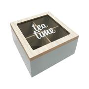 Pojemniki kuchenne - Pudełko drewniane na herbatę 14x14x7 cm - miniaturka - grafika 1