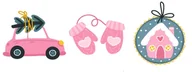 Ozdoby bożonarodzeniowe - Żelowe naklejki dekoracyjne LED - Różowy samochód - Brak - miniaturka - grafika 1