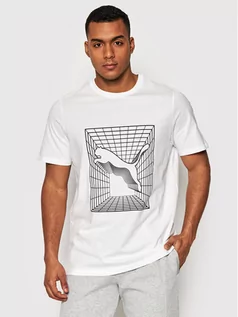 Koszulki męskie - Puma T-Shirt Cat Graphic 848563 Biały Regular Fit - grafika 1