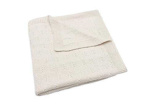 Kocyk dziany ciepły do łóżeczka 100x150cm Grain Knit Krem