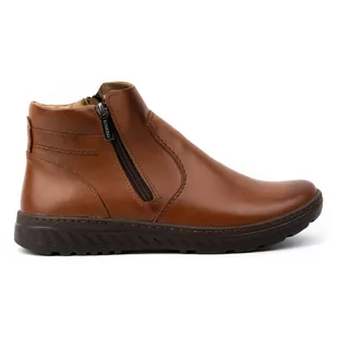 Buty męskie sztyblety skórzane zimowe szerokie 925K Brązowe - KOMODO - Półbuty męskie - miniaturka - grafika 1
