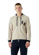 Bluzy męskie - Emporio Armani Męska bluza z kapturem z polaru, lina, S - miniaturka - grafika 1
