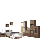 Zestawy mebli dla dzieci - Zestaw Mebli Młodzieżowych 8 Maximus MebloCross Dąb Artisan / Biały Połysk - miniaturka - grafika 1