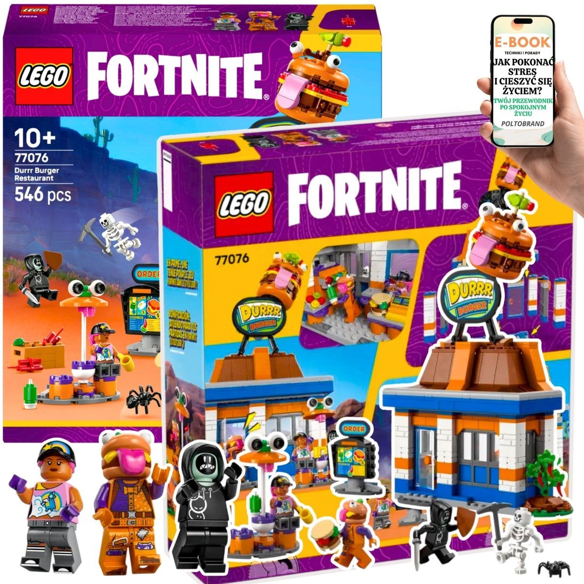 LEGO Fortnite® Durrr Burgerownia –(77076) PREZENT URODZINOWY dla dziecka 10+ Zbuduj restaurację i zyskaj bonus do gry + EBOOK-1