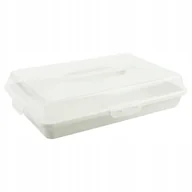 Pojemniki kuchenne - POJEMNIK NA CIASTO PROSTOKĄTNY ZAMYKANY 44x30x10CM KOLOR ECRU Z UCHWYTEM - miniaturka - grafika 1