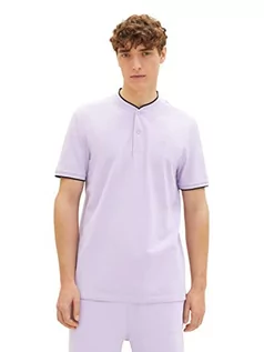 Koszulki męskie - TOM TAILOR Denim Męska koszulka polo ze stójką, 31042 - Lilac Vibe, XL - grafika 1