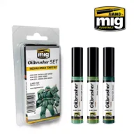 Akcesoria i części modelarskie - Ammo: Oilbrusher Set - Mechas Green Tones Set 3x10ml - miniaturka - grafika 1
