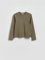 Koszulki i topy damskie - Reserved - Longsleeve z merceryzowanej bawełny - jasny zielony - miniaturka - grafika 1
