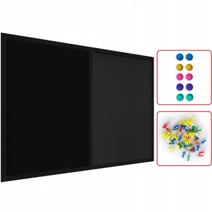 Tablica COMBI korkowa czarny korek / czarna magnetyczna 90x60 rama drewniana lakierowana czarna - Tablice i flipcharty - miniaturka - grafika 1
