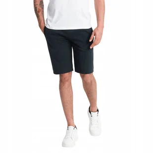 Szorty męskie dresowe 100% bawełna BASIC czarne Ombre OM-SRBS-0149 V9 r M - Spodenki męskie - miniaturka - grafika 1