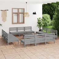 Meble ogrodowe - vidaXL 13-cz. zestaw mebli wypoczynkowych do ogrodu, szary, sosnowy - miniaturka - grafika 1