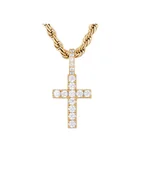 Naszyjniki męskie - ICED STUFF Zawieszka Micro Diamond Cross Złoty - miniaturka - grafika 1