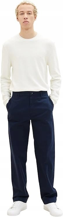 TOM TAILOR GRANATOWE ELEGANCKIE SPODNIE CHINOS Z BAWEŁNY 27 7CA