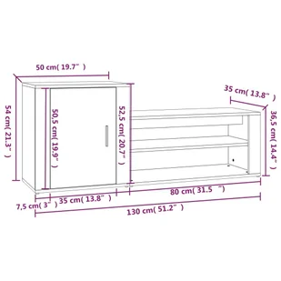 Szafka na buty, dąb sonoma, 130x35x54 cm - Szafki na buty - miniaturka - grafika 10