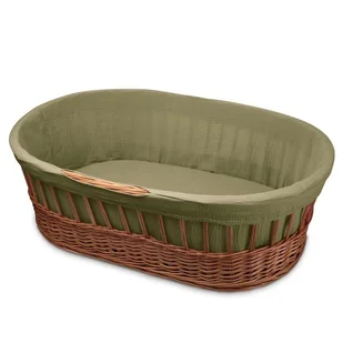 Hi Little One kosz Mojżesza wiklinowy wysoki ze stelażem + liner + materac + prześcieradło 5in1 GREEN HUNTER - Łóżeczka i kojce - miniaturka - grafika 1