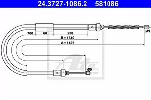 ATE LINKA HAMULCA 24.3727-1086.2 RENAULT MODUS 1.5DCI 10 - Linki hamulca postojowego - miniaturka - grafika 1