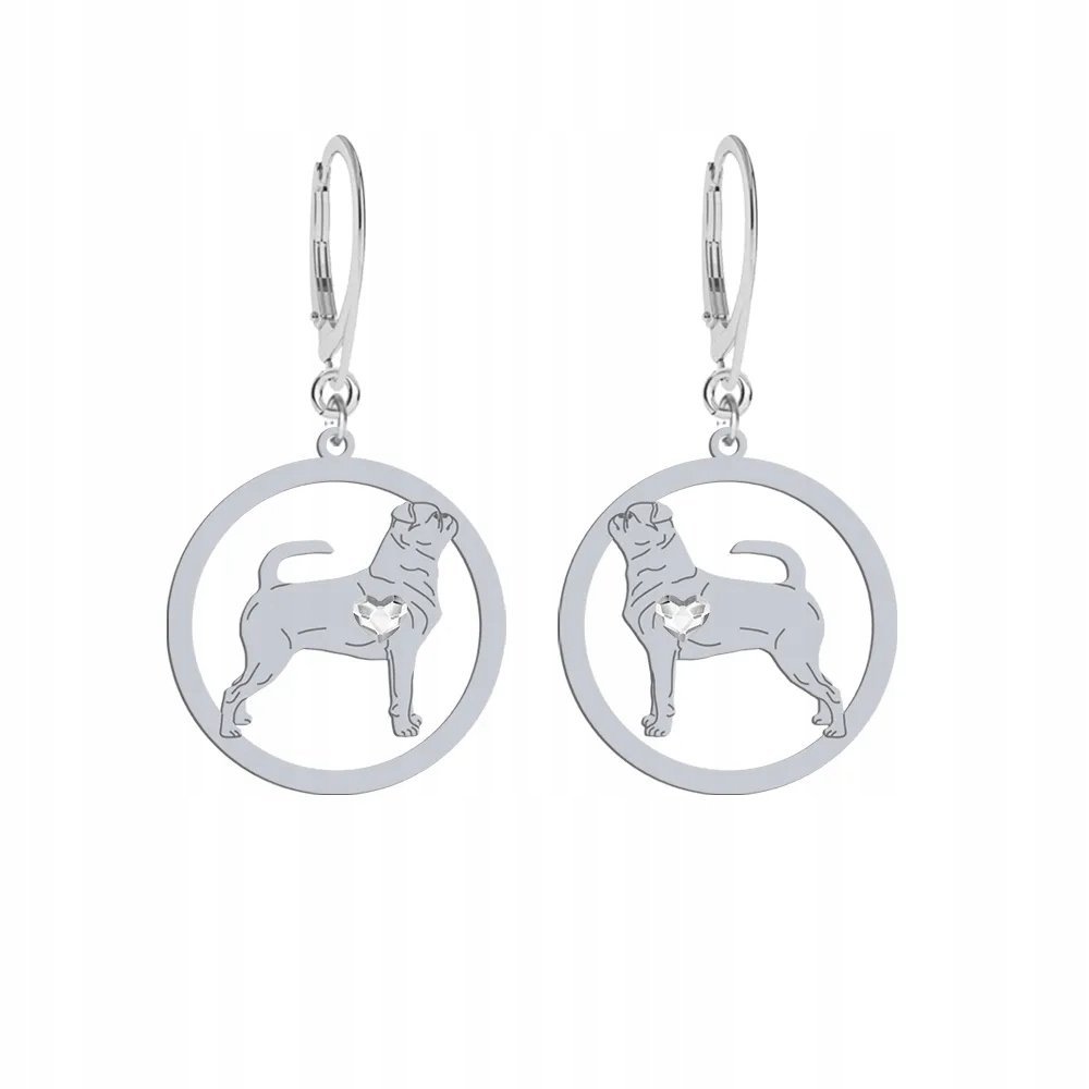 Kolczyki Srebrne z psem Gryfonik Brabancki 925 Kobieta GRAWER GRATIS