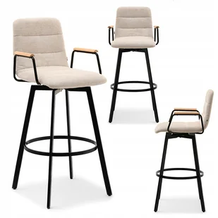 Kremowy Hoker Z Podnóżkiem Z Regulacją Wysokości Na Czterech Nogach Nr 65 - Taborety i hokery - miniaturka - grafika 1